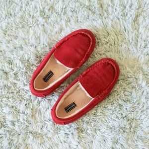 Lands' End Red Suede Moccasin Slippers